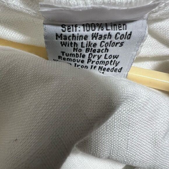 Johnny Was White Linen Pants Paper Bag Waist Wide Leg Size XL - Picture 5 of 8